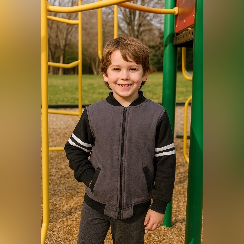 Wonder nation size medium boys hooded jacket gray black white G66
